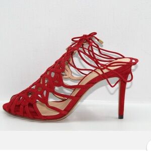 ALEXANDRE BIRMAN Suede Lattice Sandals Size‎ 39.5 red